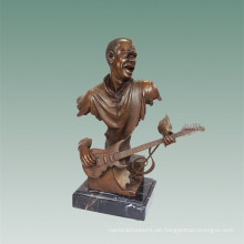 Büsten Messingstatue E-Gitarre Dekoration Bronze Skulptur Tpy-489